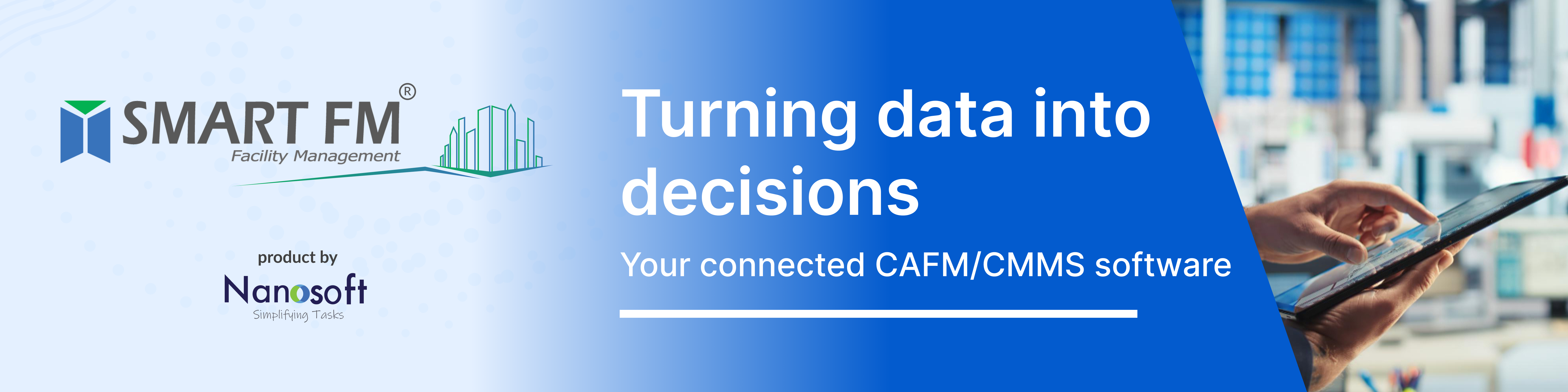 SmartFM CAFM ROI infographic showing cost savings and efficiency improvements
